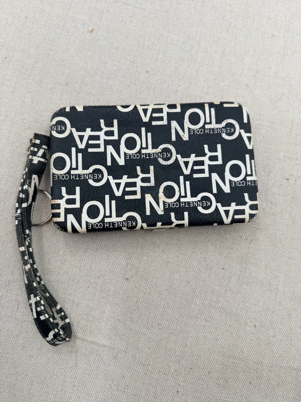 Kenneth Cole Black and White Logo Wristlet Wallet